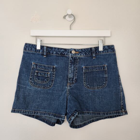 Y2K Old Navy Blue Jeans Mid Rise Denim Shorts 100% Cotton Utility Pockets 6/8 - Picture 8 of 8